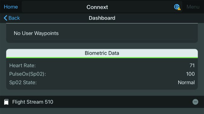 Garmin Pilot biometric data