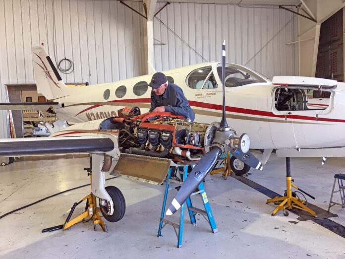 Cessna 340 on jacks