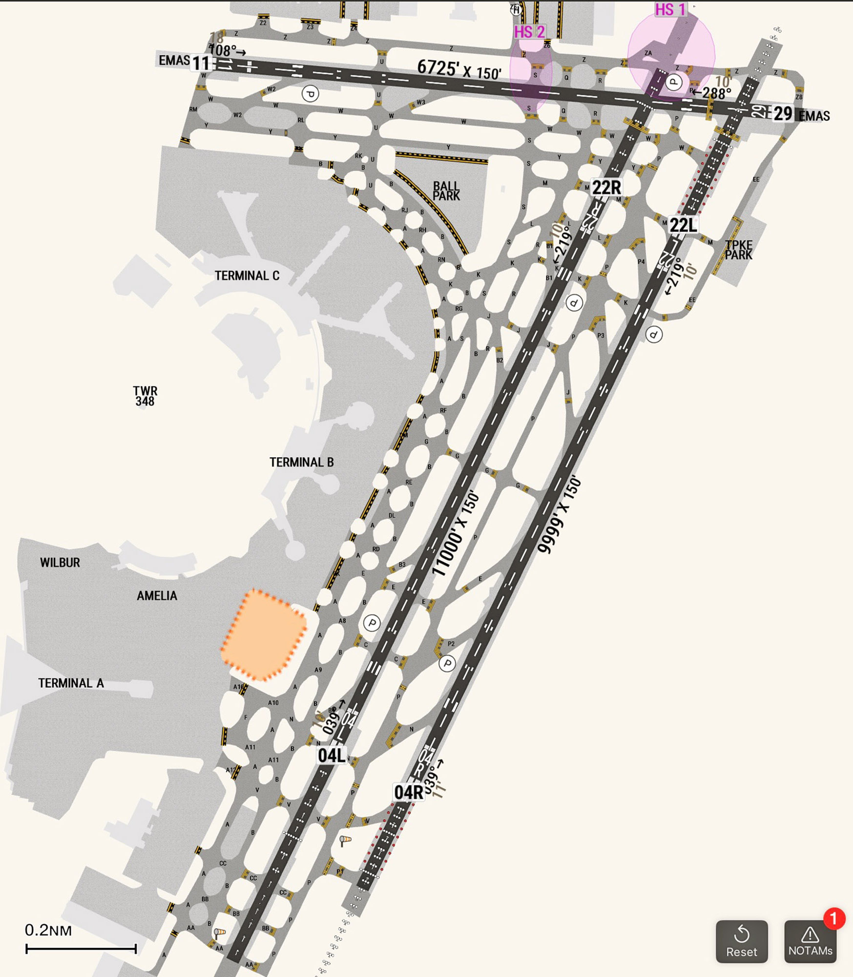 That’s the SmartChart surface depiction of the busy and storied Newark Liberty Airport in New Jersey. Note the hot spots clearly highlighted in magenta.