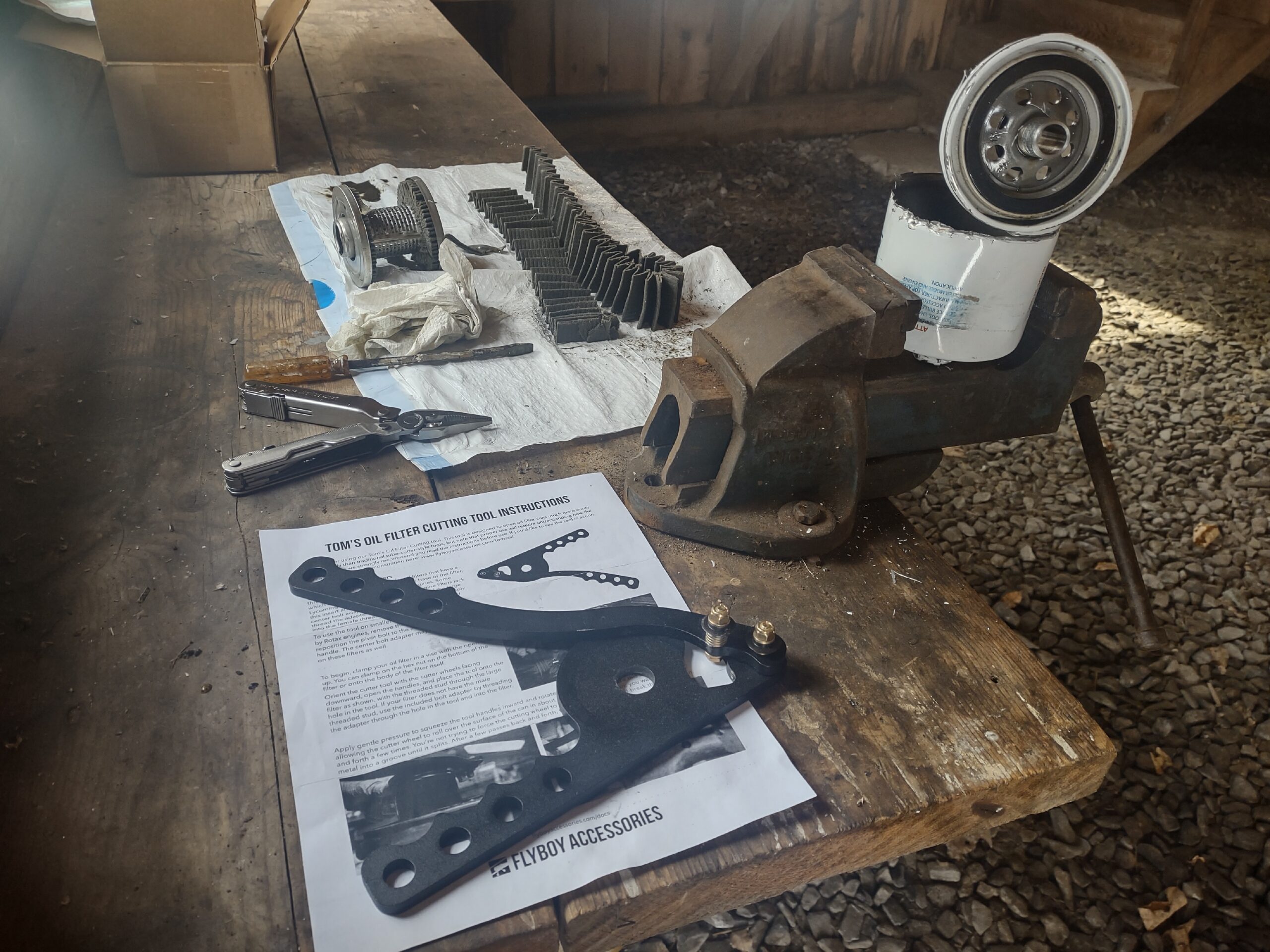 Tom's oil filter cutting tool.